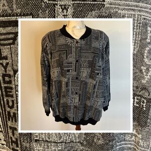 Periphery Gray Patterned Women’s Bomber Jacket – Size L